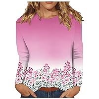 Women's Fashion Daily Versatile Casual O-Neck Long Sleeve Printed Top Cute Tops for Women Women Shirt Womens Tops Long Sleeve Loose Fit Black(3-Pink,5X-Large)