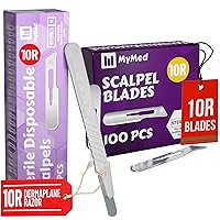 Bundle of Disposable 10R Blades Dermaplaning Scalpels (Pack of 10) + Pack of 100#10R Blades
