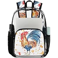 Rooster Cock Animal（06） Clear Backpack Heavy Duty Transparent Bookbag for Women Men See Through PVC Backpack for Security, Work, Sports, Stadium