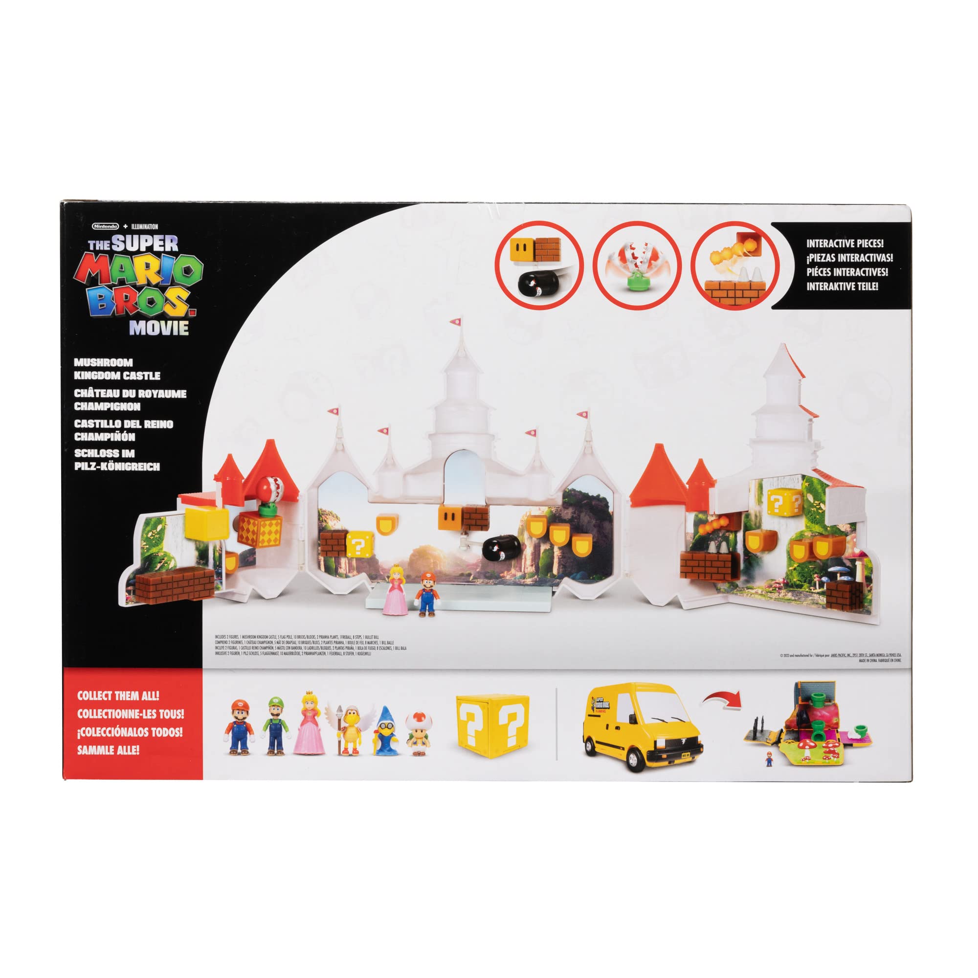 The Super Mario Bros. Movie – Mushroom Kingdom Castle Playset with Mini 1.25” Mario and Princess Peach Figures