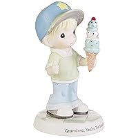 Precious Moments 193017 Grandma You're The Sweetest Boy with Ice Cream Cone Bisque Porcelain Figurine, One Size, Multicolor