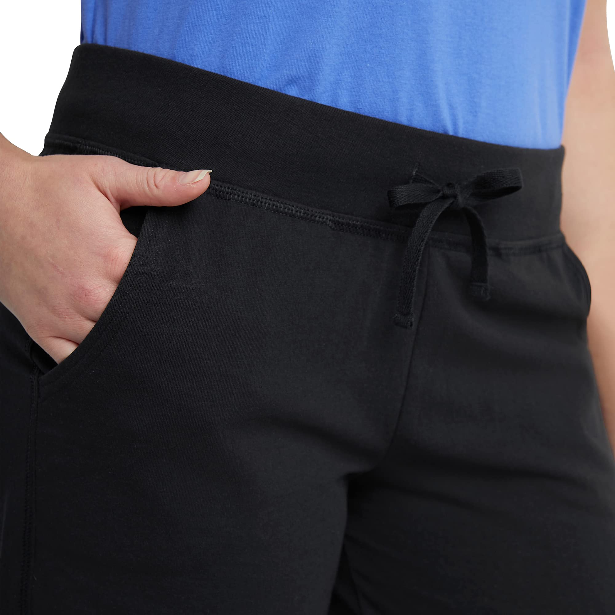 Hanes Women's Jersey Pocket Shorts, Drawstring Cotton Jersey Shorts, 7