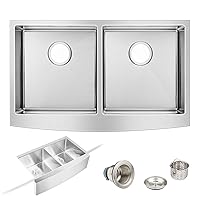 Empava Stainless Steel 33 in. W x 20 in. L Farmhouse Apron Front Double Bowl Undermount Kitchen Sink