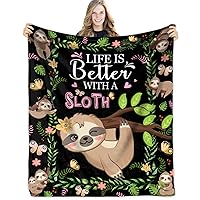 Cute Sloth Blanket Throw Blanket Flannel Blanket Sloth Gifts for Women Girls Bed Blanket Super Soft Flannel Sofa Blanket Sloth Blanket for Bedroom, Travel, All Seasons 60
