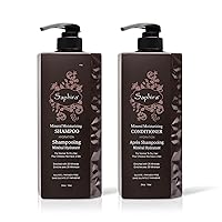 SAPHIRA Mineral Moisturizing Shampoo & Conditioner Set | Deep Hydration for Normal to Dry Hair | Cleanses, Nourishes & Conditions Hair | 34 oz (1 Liter)