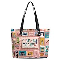 Womens Handbag Japanese Traditional Symbols Leather Tote Bag Top Handle Satchel Bags For Lady