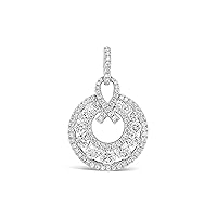 The Diamond Deal 18kt White Gold Womens Necklace Round VS Diamond Pendant 1.19 Cttw (16 in, 2 in ext.)