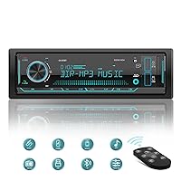 Bluetooth Car Radio Single Din: in Dash Car Stereo Receiver 12 Character LCD Display AM FM Car Audio - USB SD Aux-in Marine MP3 Player | Preset EQ 4-CH Amp Outputs | Wireless Remote & External Mic