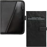 BLACK Car Glove Box Compartment Organizer + BLACK Auto Insurance and Registration Card Holder - BUNDLE PACK