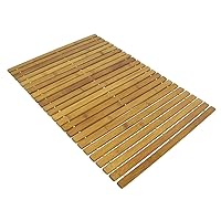 Folding Bamboo Wood Bathroom Bath Mat for Shower Spa Sauna with Non Slip Feet Indoor Outdoor Use for Kitchen Bedroom Bathroom Toilet Doormat Pet Mat 15.75X23.62in (Strip)