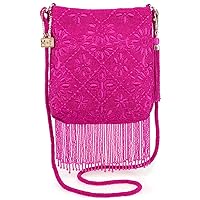 Mary Frances Benefit Beaded Crossbody Fringe Handbag, Pink