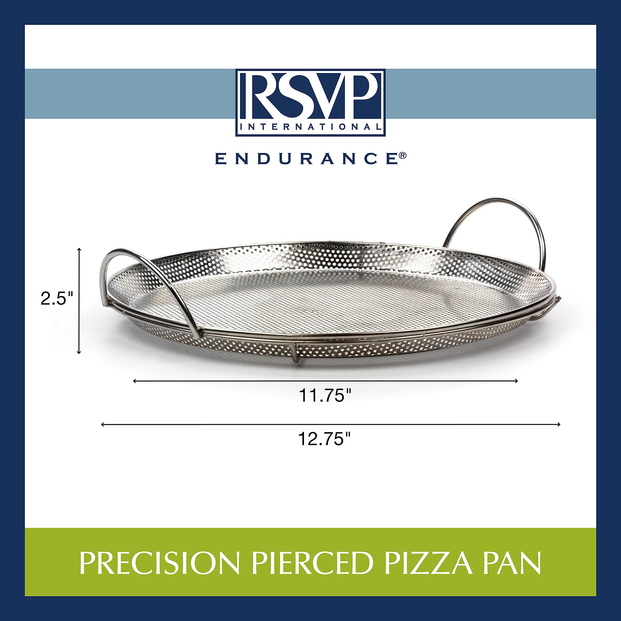 RSVP International Endurance® Stainless Steel Precision Pierced Pizza Pan, 11.5