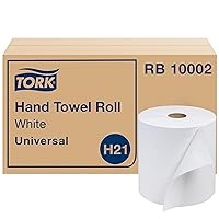 Tork Paper Hand Towel Roll White H21, Universal, 100% Recycled Fiber, 6 Rolls x 1000 ft, RB10002
