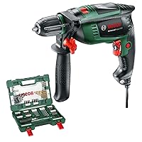 Bosch Universal Impact 800 Hammer Drill (800 Watt, Case) + 91 Piece Drill and Bit Set V-Line Box (Wood, Stone and Metal, Accessories for Drilling and Screw Tools)