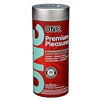 ONE® Premium Pleasures™ Condoms | 6 Pleasure-Enhancing Styles | Variety Pack | Ultra Thin Latex Condoms | Extra Lubricated | Triple Tested | Nontoxic, Vegan, Non-GMO | 24 Pack