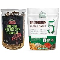 VIGOROUS MOUNTAINS Dried Porcini Mushrooms and Mushroom Daily Supplement Powder for Health Benefits