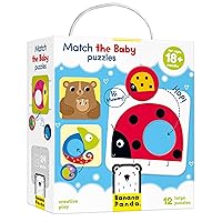 Match The Baby Toddler Puzzles and Matching Activity - Set Includes 12 Large 2-Piece Beginner Puzzles with Round Elements to Mix and Match, for Kids Ages 18 Months and up