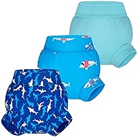 BIG ELEPHANT Baby Swim Diapers 3pcs, Reusable Adjustable Washable Waterproof Swimming Diaper for Boy's and Girl's, 3T