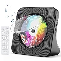 Gueray Portable CD Player, Bluetooth CD Kpop Player for Desktop with HiFi Sound Speaker, FM Radio CD Music Player for Home with Remote Control, Dust Cover, LED Screen, Support AUX/USB, Headphone Jack
