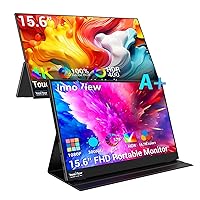 InnoView 15.6'' Portable Monitor Bundle 1080P FHD & 4K Touchscreen [406-02B & 003] USB-C Laptop Monitor HDMI Computer Display HDR IPS Gaming Monitor w/Smart Cover & Dual Speakers, for Laptop PC Phone