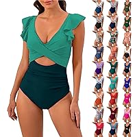 Litetao Bikini Sets for Women Sexy V Neck Front Cross Push up Swim Suits Cutout High Waisted Tummy Control Bathing Suits