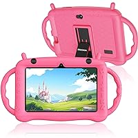 MOOKIA Kids Tablet Android 12 Tablet for Kids 7 inch Learning Tablet Quad-Core 32GB GMS Certified WiFi Bluetooth Dual Camera Parental Control Toddler Tablet with Drop-Proof Case (Pink)