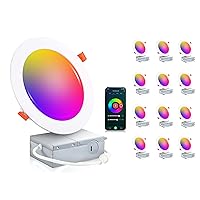 [12 Pack] 6inch Smart WiFi LED Recessed Lighting,RGBCW Color Changing, Compatible with Alexa and Google Home Assistant, No Hub Required,15W 950LM, 2700K-6500K,CRI90+ Wet Location,12 Pack