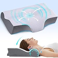 IKSTAR Cervical Neck Pillow for Sleeping, 2 in 1 Memory Foam Neck Support Pillow for Neck and Shoulder Pain, Contour Neck Roll Pillows for Sleeping for Back Side Stomach Sleepers [U.S .Patent]