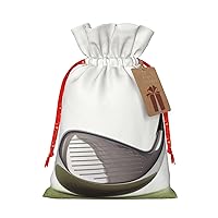 WSOIHFEC Golf Club Christmas Gift Bags with Drawstring Burlap Christmas Treat Bags Reusable Christmas Candy Bag Gift Wrapping Bag Party Favors Bags