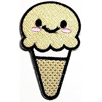 Smiley face Sweet ice Cream Cone Patch Cute Ice Cream Cartoon Iron on Patch Embroidered Applique Sew on Patch for Clothe Jeans Jackets Hats Backpacks