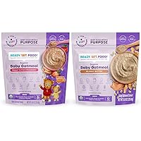 Ready, Set, Food! Organic Baby Oatmeal Cereal | Peanut Butter Strawberry & Peanut Butter (2 Pack) – 15 Servings Each | Baby Food with 9 Top Allergens