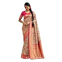 Indian Wedding Multi Banarasi Silk Saree Zari Weave Sari Blouse USA EA291A