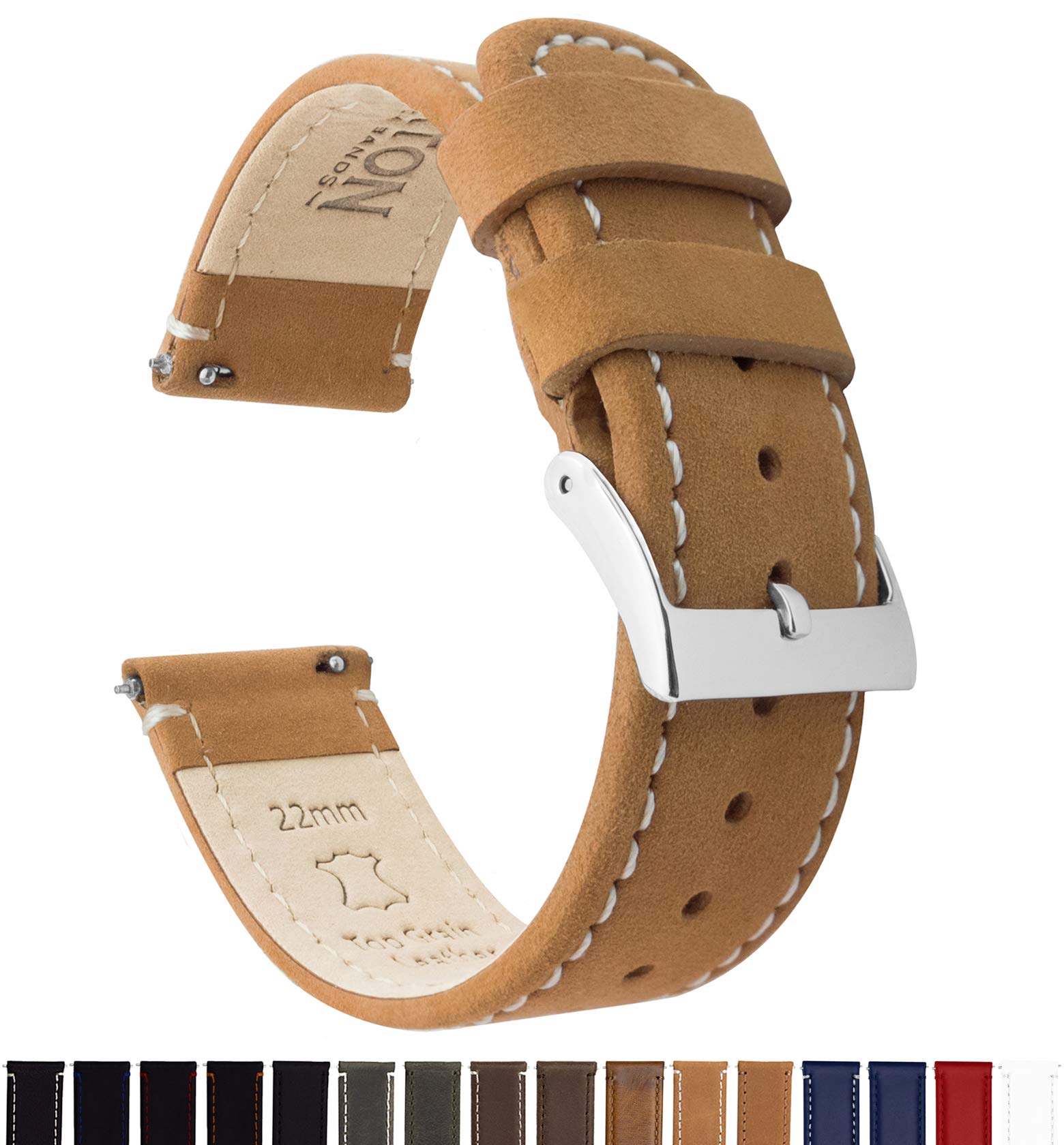 Barton Quick Release - Top Grain Leather Watch Band Strap - Choice of Width - 16mm, 18mm, 19mm, 20mm, 21mm 22mm, 23mm or 24mm