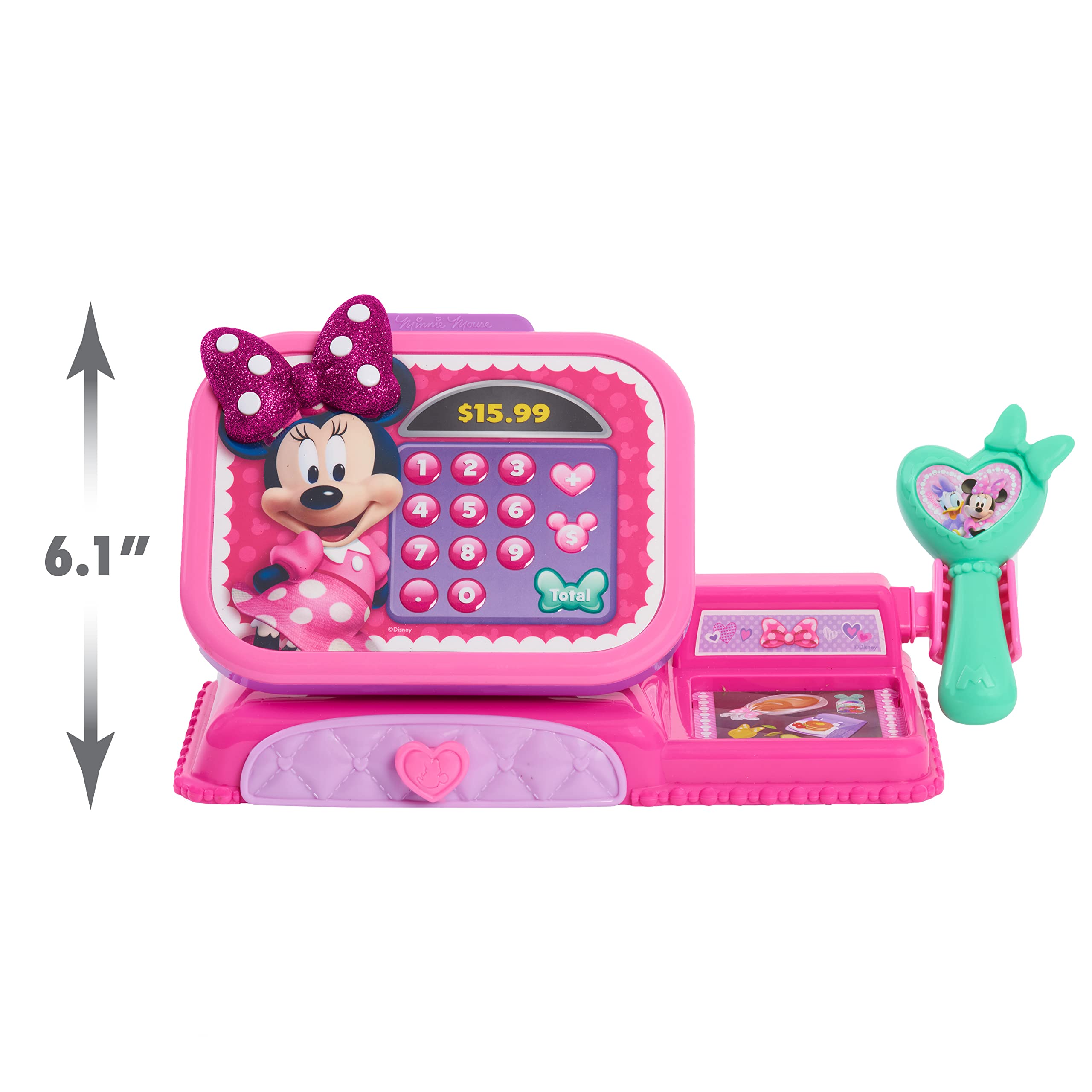 Disney Junior Minnie Mouse Bowtique Cash Register with Realistic Sounds, Pretend Play Money and Scanner, by Just Play