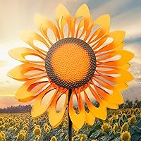 Wind Spinners for Yard and Garden Large, Wind Spinner Outdoor Metal Large, 84 Inch Wind Sculptures Birthday Gifts for Women(Double Sided Sunflower)