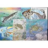 Motives 10 Various Fish and Aquatic Animals minisheets (Stamps for Collectors) Water Animals