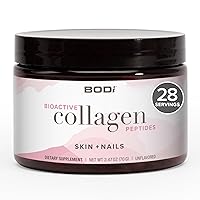 BODi Bioactive Collagen Peptides Powder, Collagen Type I & III for Skin, Hair and Nail Health, Gluten-Free Supplement for Women - Hydrolyzed Collagen, Unflavored, 2.47 oz, 28 Servings