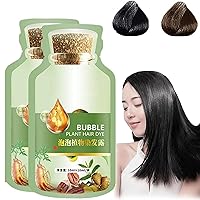 Natural Plant Hair Dye, Bubble Plant Hair Dye, New Botanical Bubble Hair Shampoo, New Botanical Bubble Hair Dye 20ml 10Packs/Box (Natural Black)
