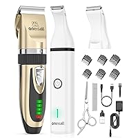 oneisall Dog Clippers and Dog Paw Trimmer Kit 2 in 1 Low Noise Cordless Dog Clippers for Grooming Pet Hair Trimmers for Small and Large Dogs Cats Animals