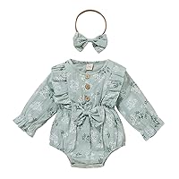 Baby Girl Boutique Clothing Sleeve Ruffles Baby Infant Printed Long Romper Floral Little Babies