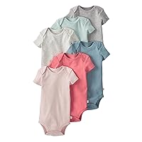 little planet by carter's unisex-baby 6-pack Organic Cotton Short-sleeve Rib Bodysuits, Pink Multi, 24 Months