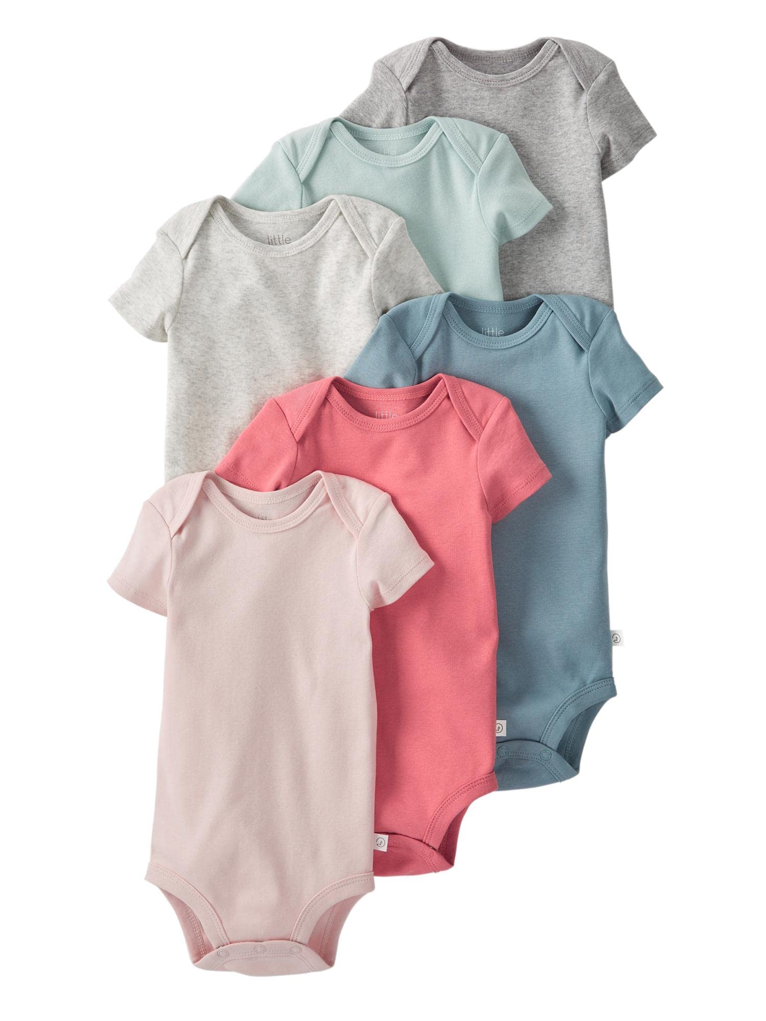 little planet by carter's Baby Girls' 6-pack Organic Cotton Short-Sleeve Rib Bodysuits