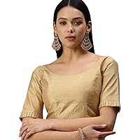 Women Beige Solid Art Silk Padded Blouse Ready To Wear Readymade Indian Bollywood Style Blouse For Women