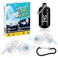 Ear Plugs for Flying Pressure Relief 2 Pairs, Prevent Ear Pain & Reduce Noise, Airplane Travel Essentials 100x Reusable Silicone Earplugs for Adult/Kids 12+, 2 Sizes Fit All Ear Canal (Blue)