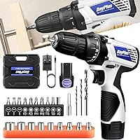 ZanGe Cordless Drill Driver 12V Small Home Screwdriver Set, Battery Powered Drill Cordless Handheld Drill for Drilling Metal Wood, 2 Variable Speed, Built-in LED Light