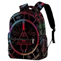 School Backpack for Girls Boys, Bill Cipher Wheel Elementary School Bags Lightweight Travel Rucksack Laptop Backpacks