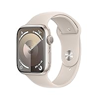 Apple Watch Series 9 [GPS 45mm] Smartwatch with Starlight Aluminum Case with Starlight Sport Band M/L. Fitness Tracker, ECG Apps, Always-On Retina Display, Water Resistant