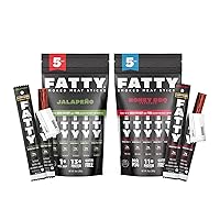 FATTY Variety Pack Meat Sticks, Gift For Him, Grass-Fed Beef, High Protein Snack, Low Carb, Gluten Free, MSG Free, Nitrate Free, 2 Ounce Honey BBQ Flavor (5-pack), 2 Ounce Jalapeno Flavor (5-Pack)