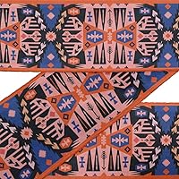 Orange Aztec Southwestern Fabric Laces for Crafts Printed Velvet Trim Fabric Sewing Border Ribbon Trims 9 Yards 3 Inches