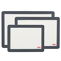 Silicone, Non-Stick, Food Safe Baking Mats 3 Pack, Clear w/Grey Edge. Includes Storage Bands. 3 Mat sizes: 16.5